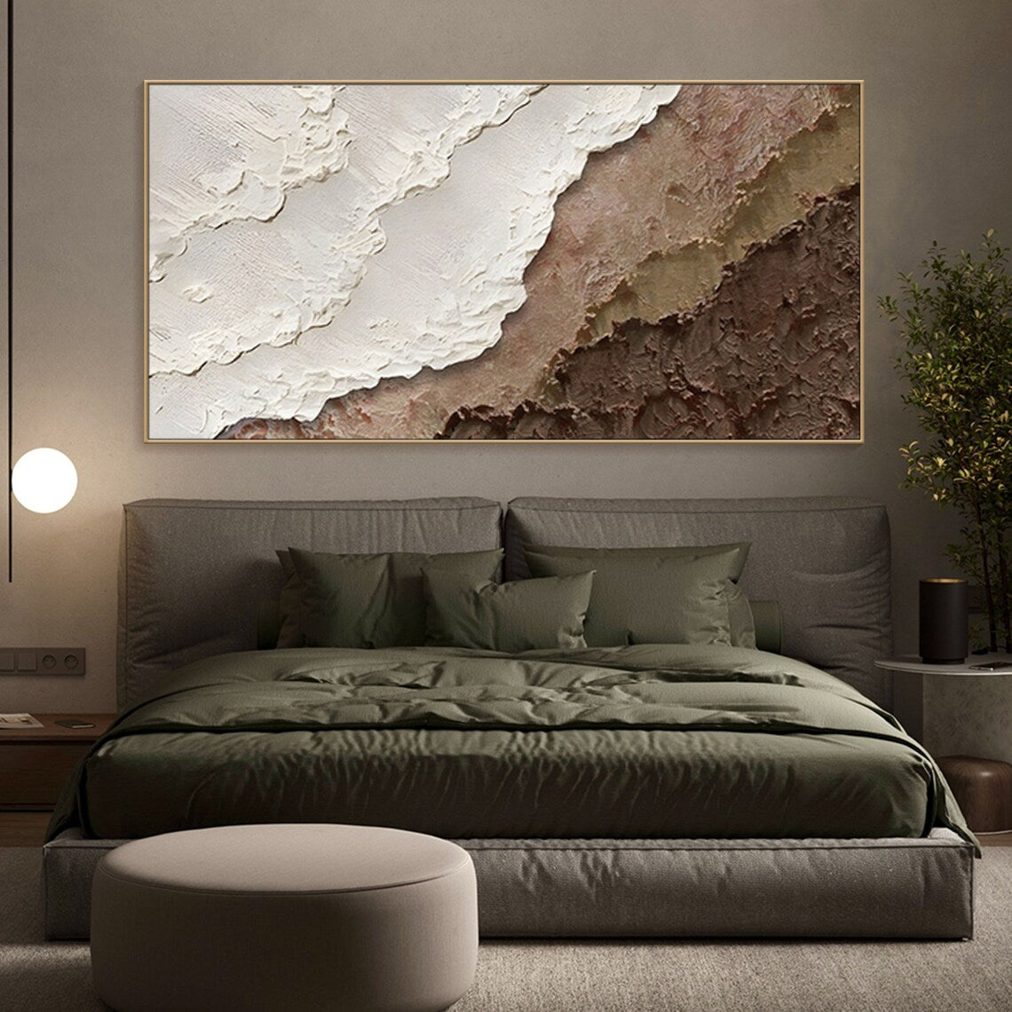 Neutral abstract wall art with organic textures in earthy tones