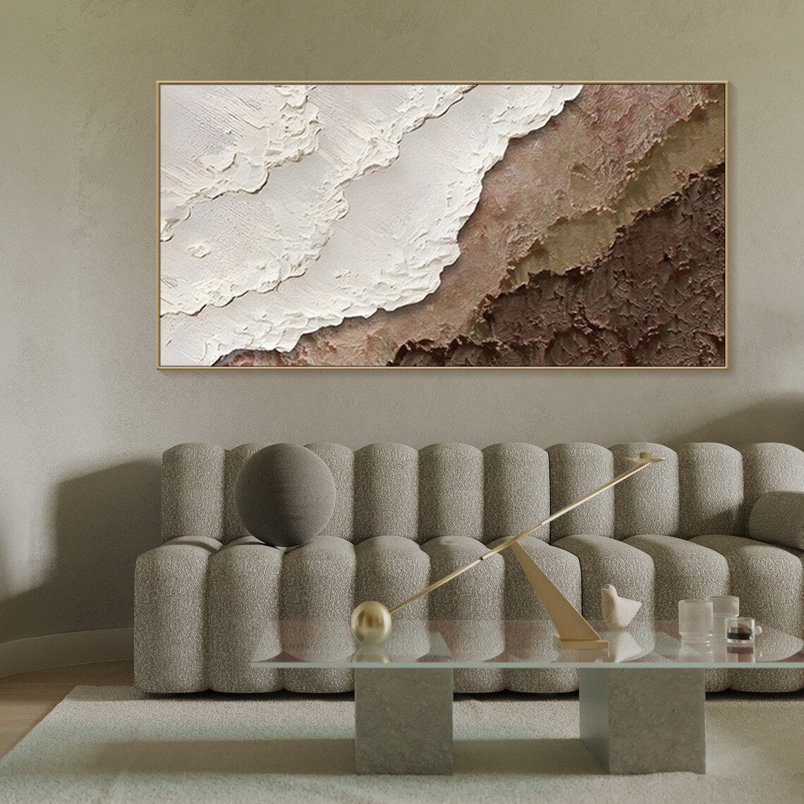 Neutral abstract wall art with organic textures in earthy tones