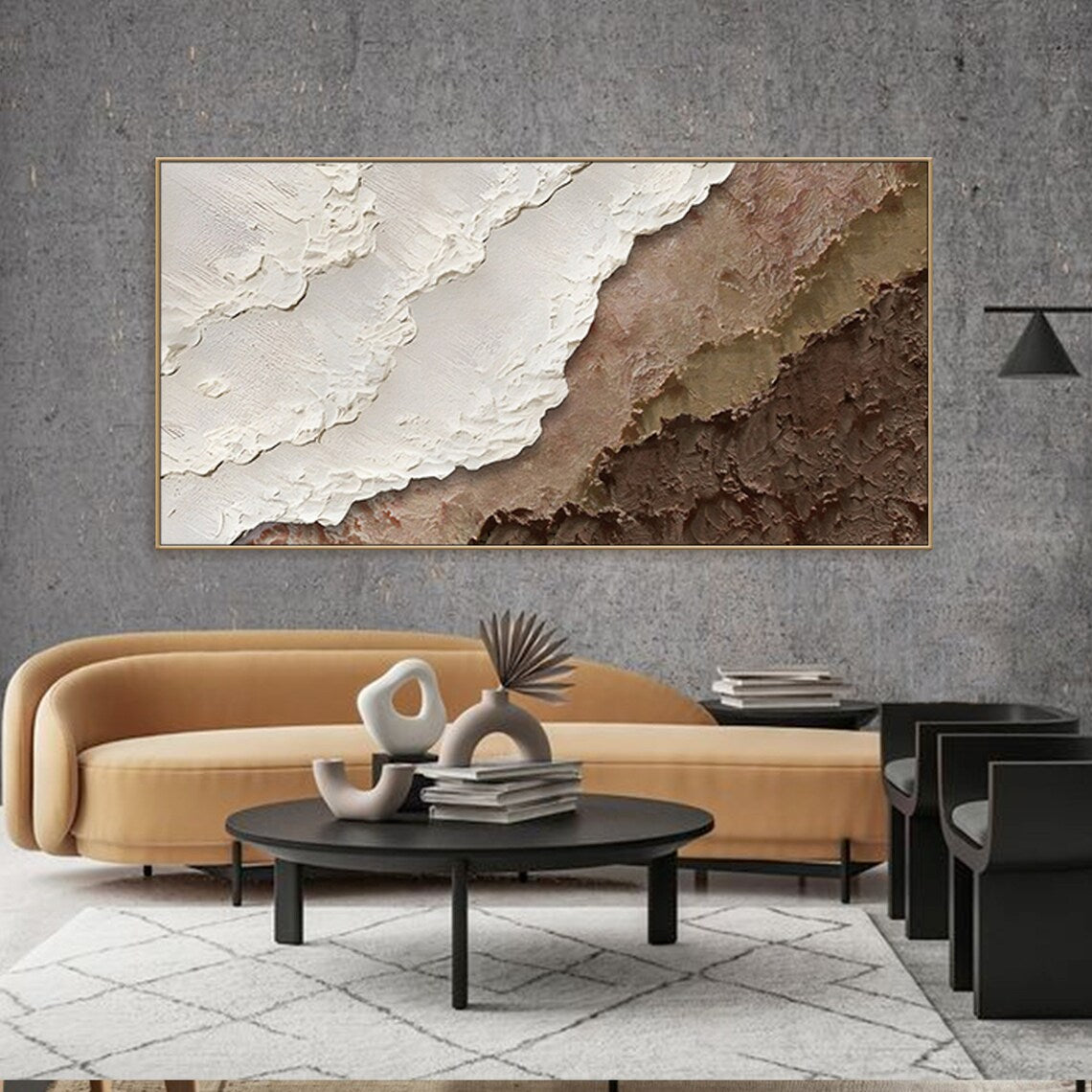 Neutral abstract wall art with organic textures in earthy tones