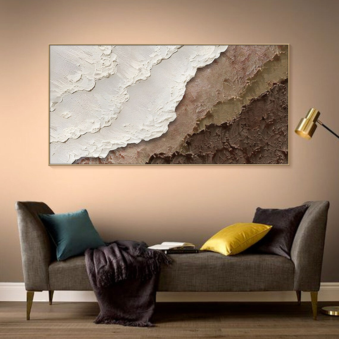 Neutral abstract wall art with organic textures in earthy tones