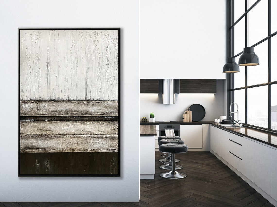 Monochrome Horizons - Textured Earth Toned Wall Art