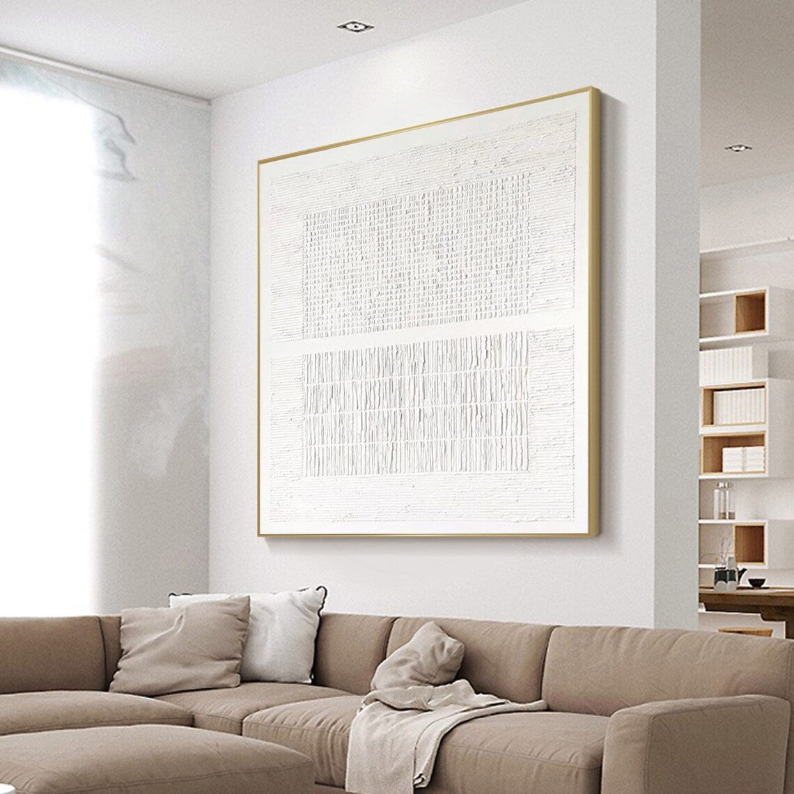 Textured Elegance - Minimalist White Textured Canvas Art