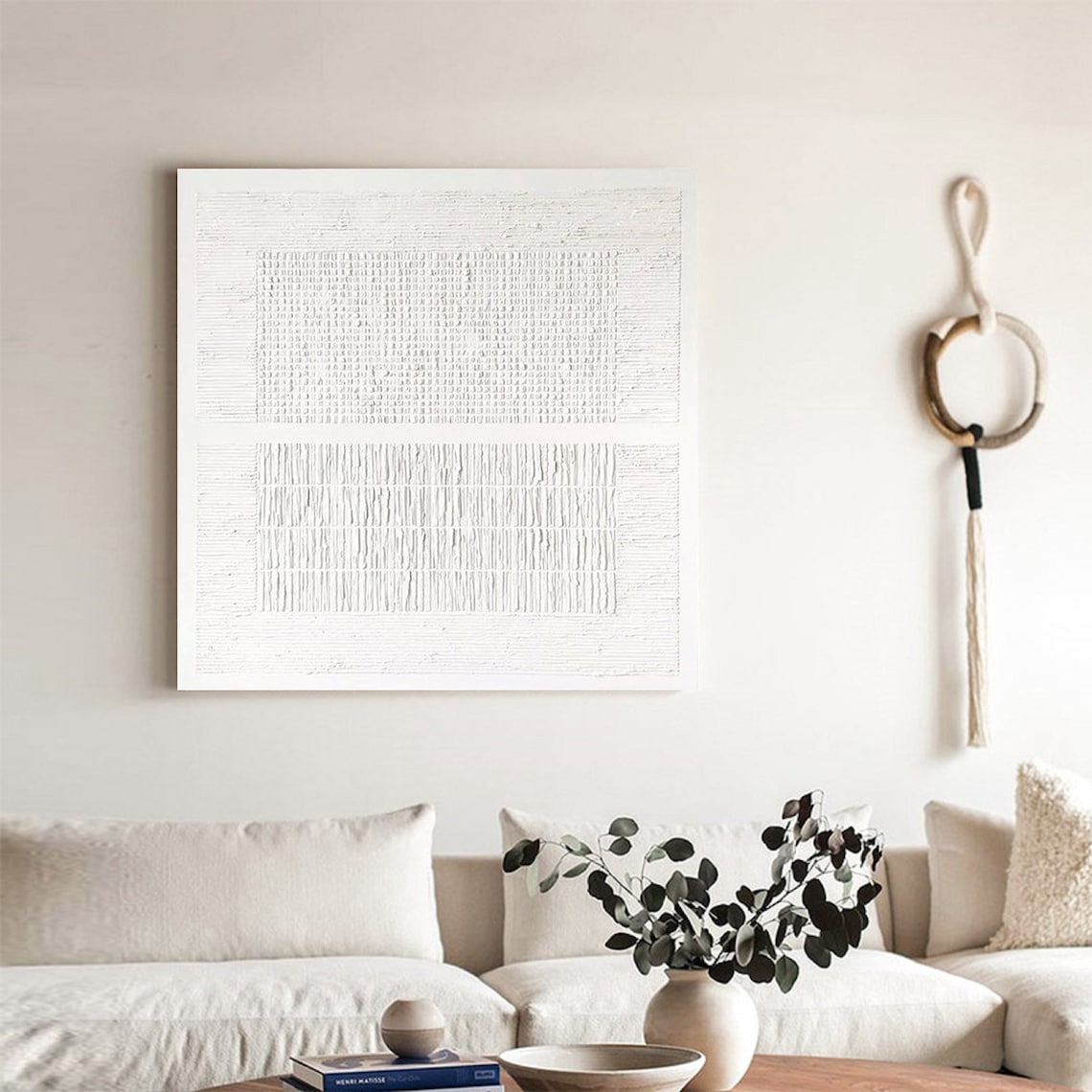 Textured Elegance - Minimalist White Textured Canvas Art