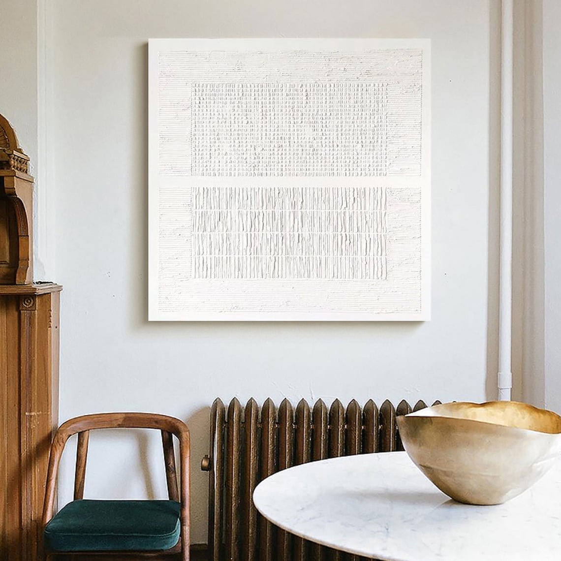 Textured Elegance - Minimalist White Textured Canvas Art