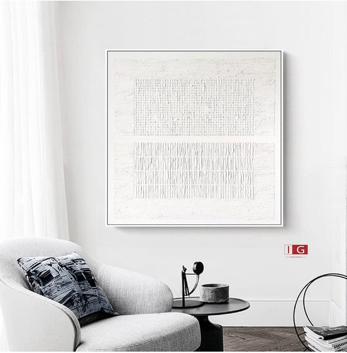 Textured Elegance - Minimalist White Textured Canvas Art