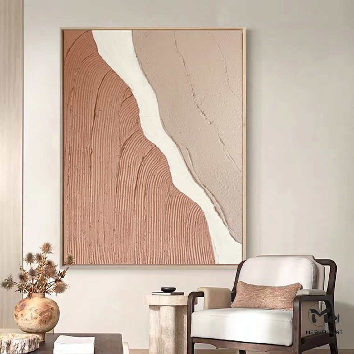 Earthen Contours Canvas - Neutral Toned Textured Abstract Art