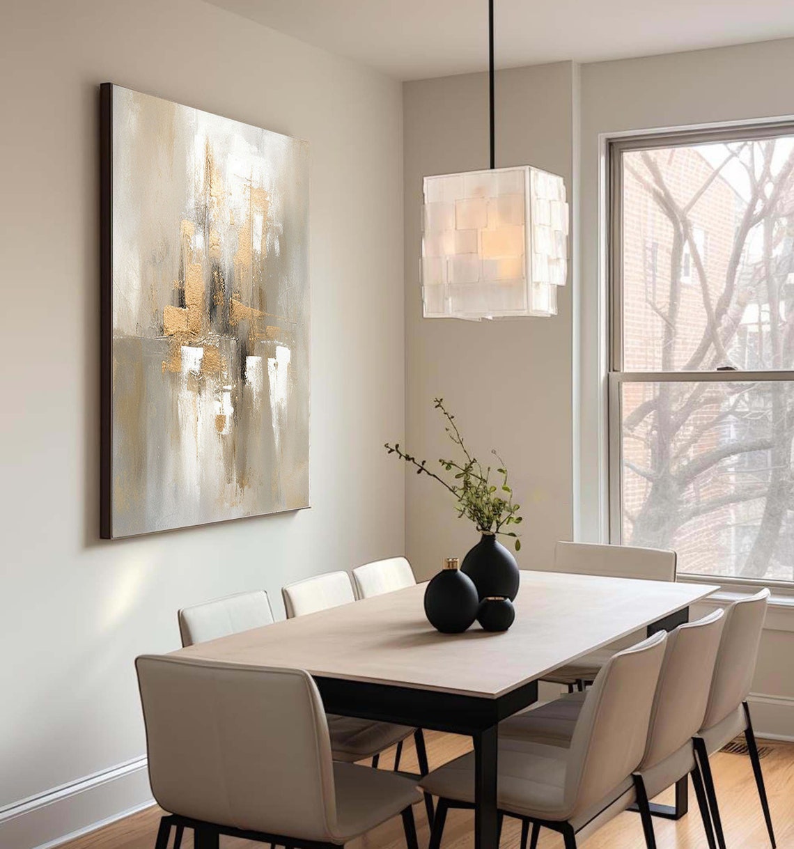 Gold wall art set – abstract textured oil paintings with modern elegance