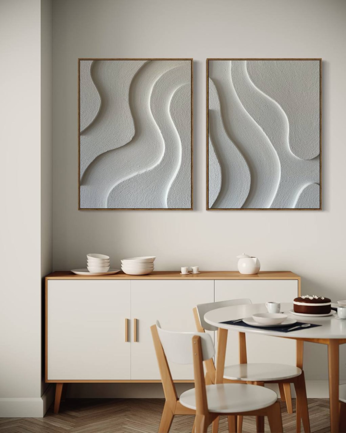 Ebb and Flow Harmony 3D wall art with textured abstract ripple patterns