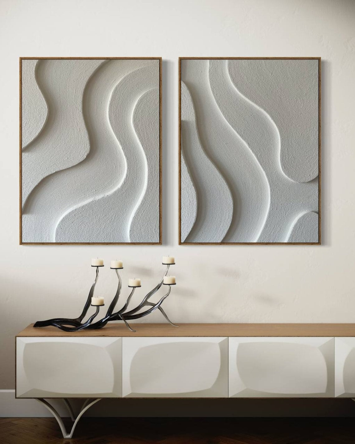 Ebb and Flow Harmony 3D wall art with textured abstract ripple patterns