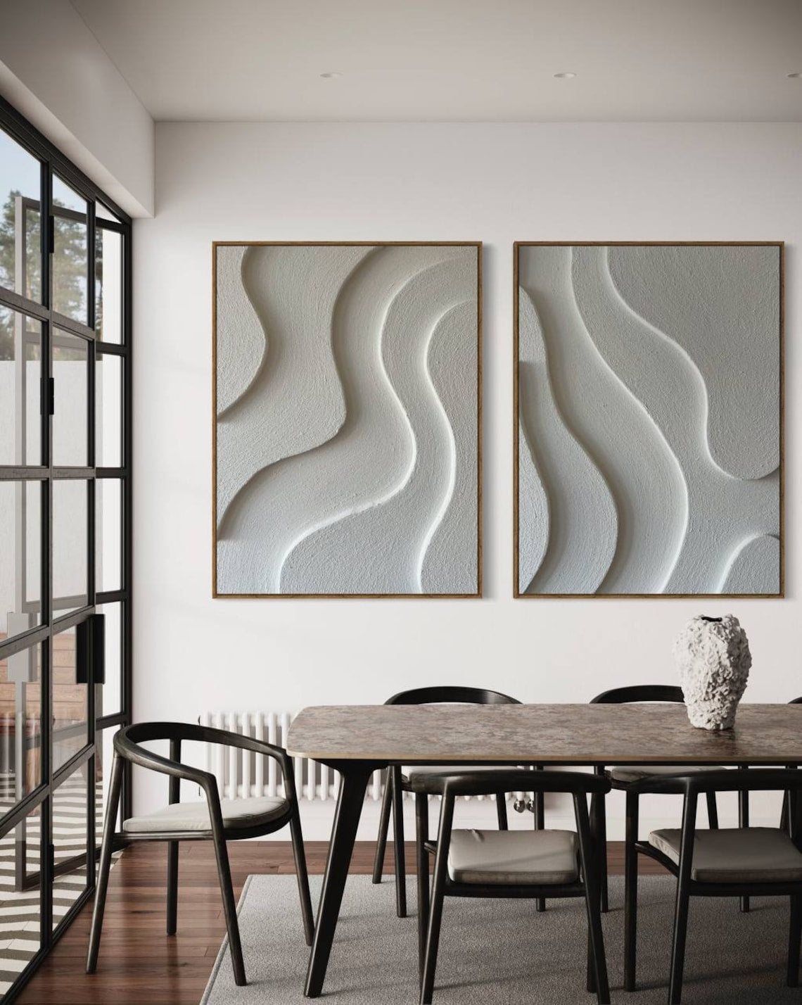Ebb and Flow Harmony 3D wall art with textured abstract ripple patterns