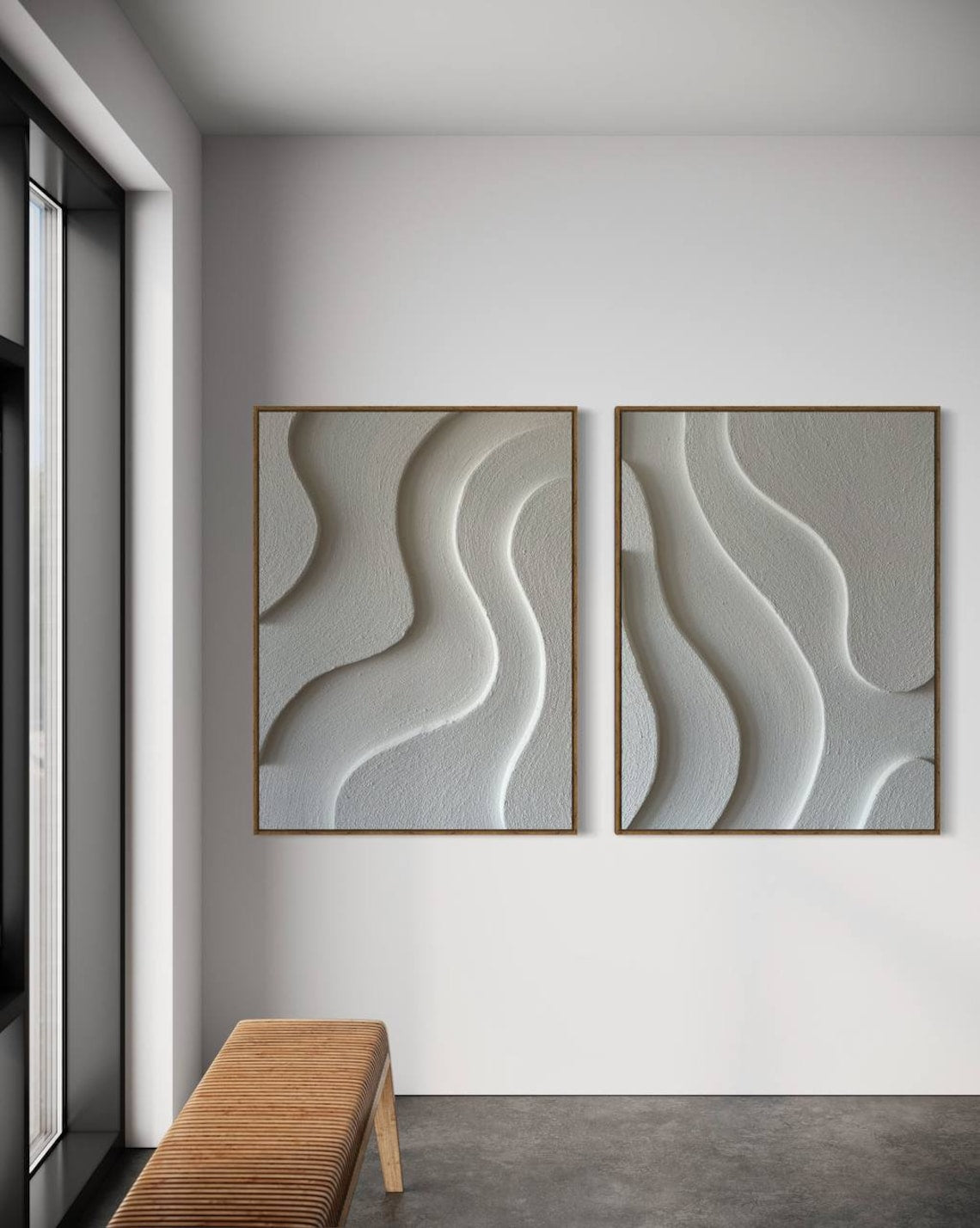 Ebb and Flow Harmony 3D wall art with textured abstract ripple patterns