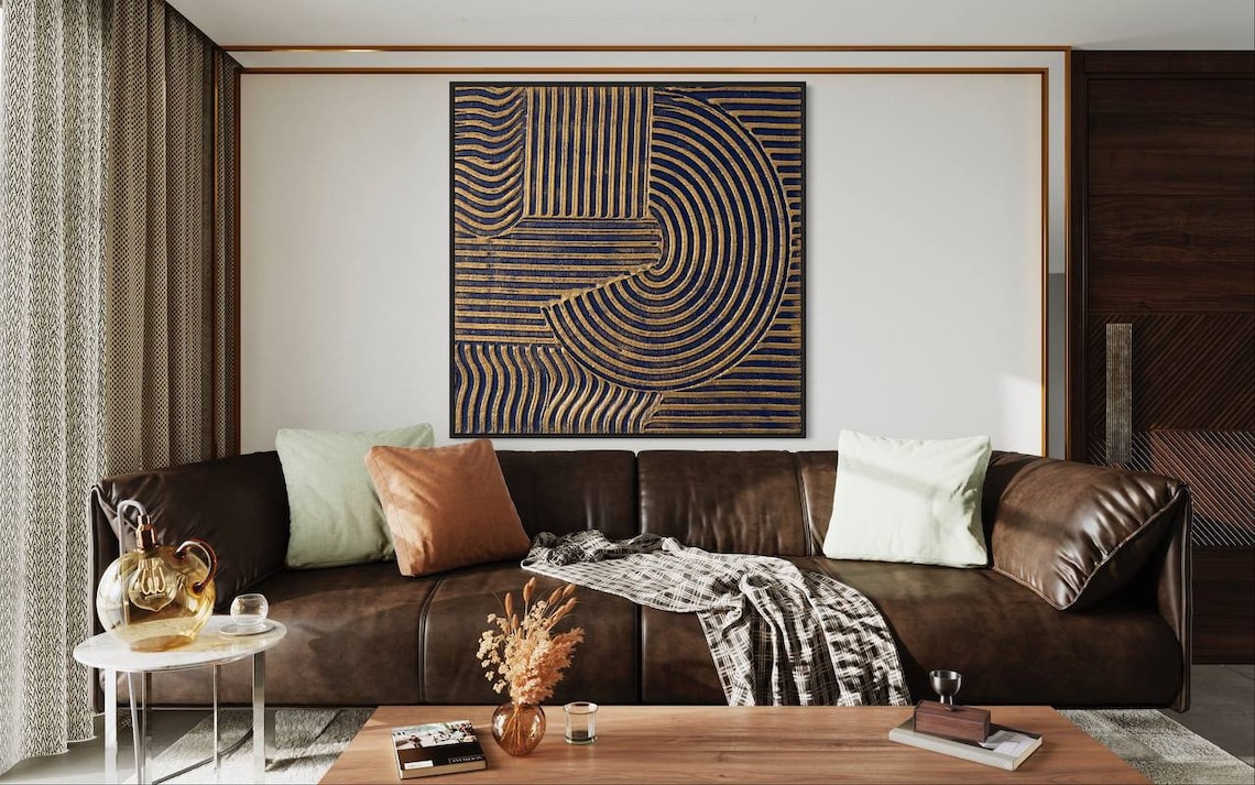 Golden Spirals of Harmony – black and gold canvas wall art with geometric spirals
