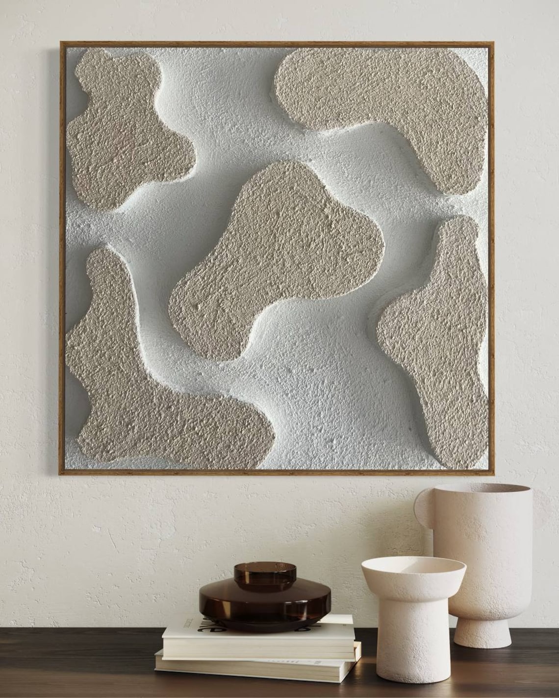 Contours of Serenity – modern abstract art with 3D textured organic shapes