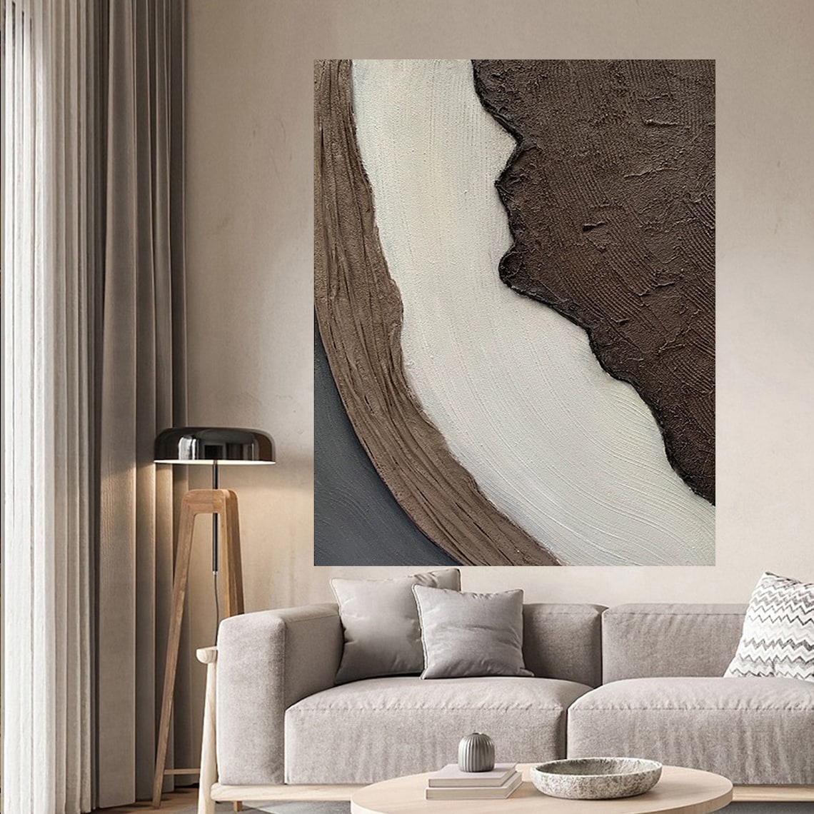 Earthen Swirl wabi sabi textured wall art abstract painting