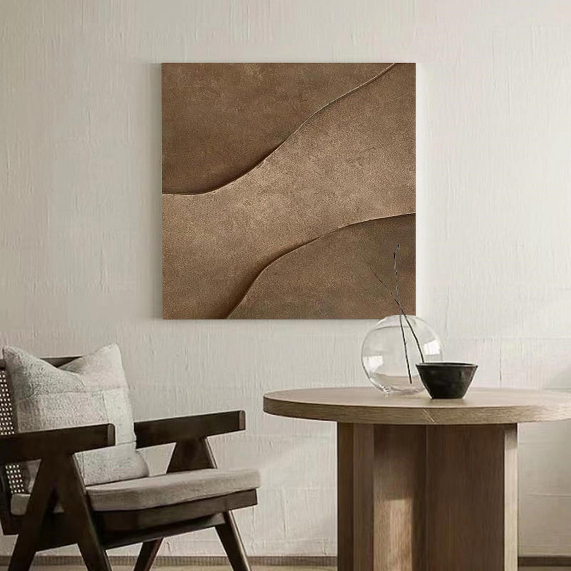 Earthen Waves – Neutral Toned Abstract Canvas Art