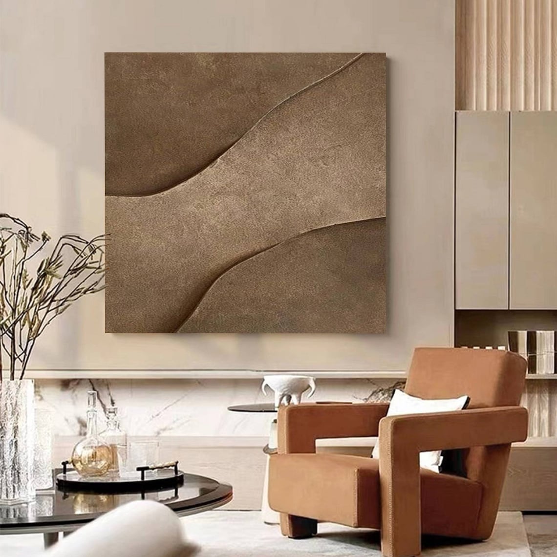 Earthen Waves – Neutral Toned Abstract Canvas Art