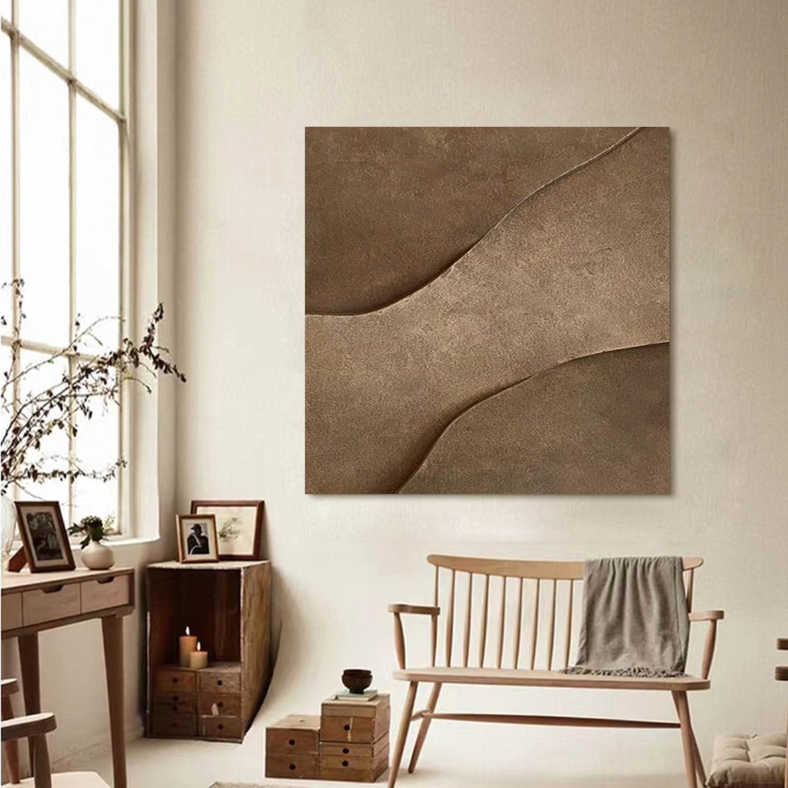 Earthen Waves – Neutral Toned Abstract Canvas Art