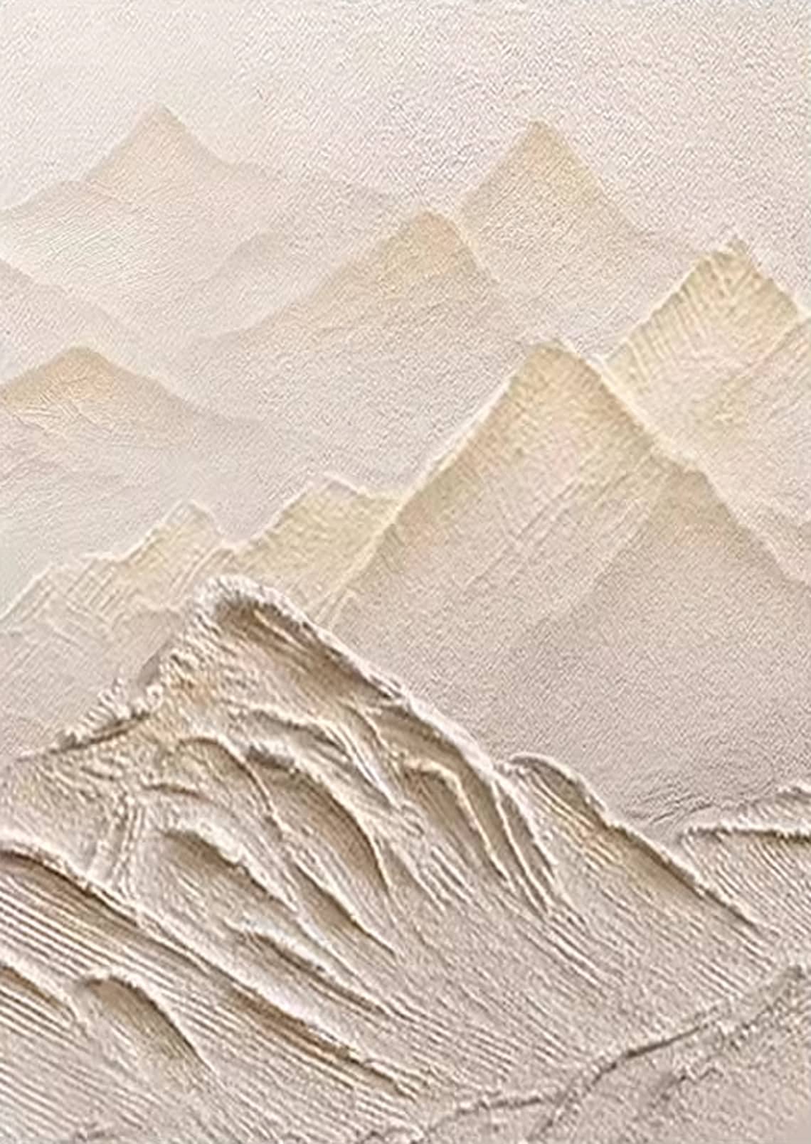 3D textured abstract landscape art diptych with beige and white desert-inspired tones.