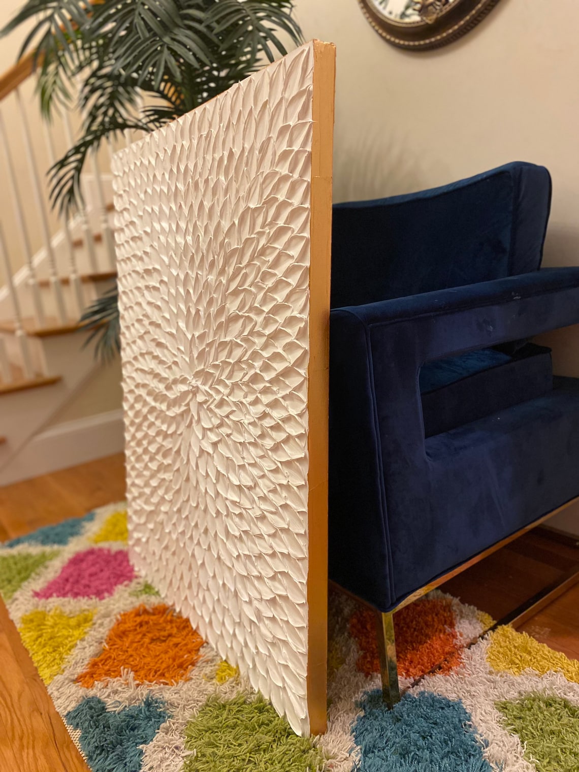 Ethereal Feather Bloom – abstract floral wall art with textured ivory petals