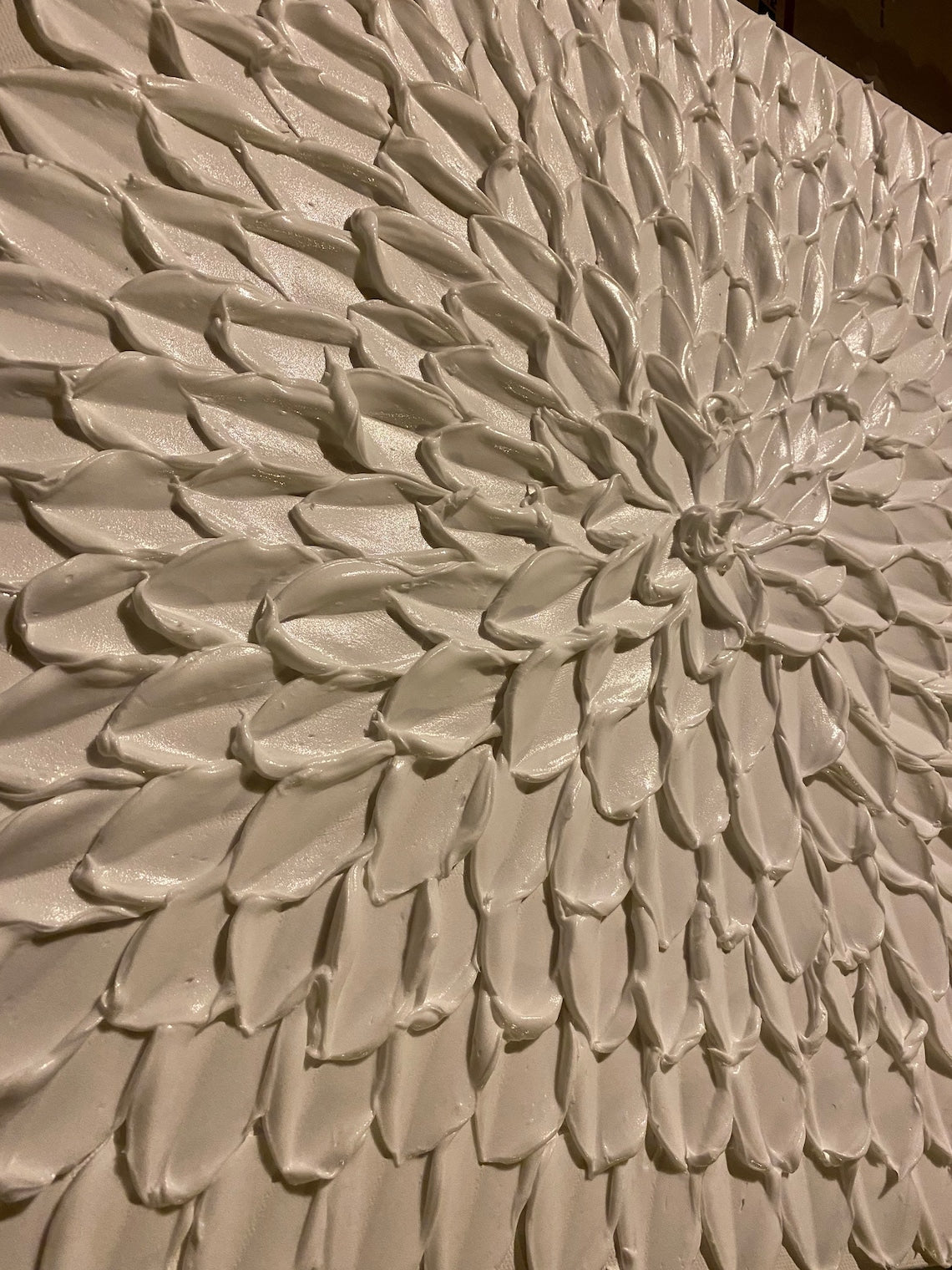 Ethereal Feather Bloom – abstract floral wall art with textured ivory petals