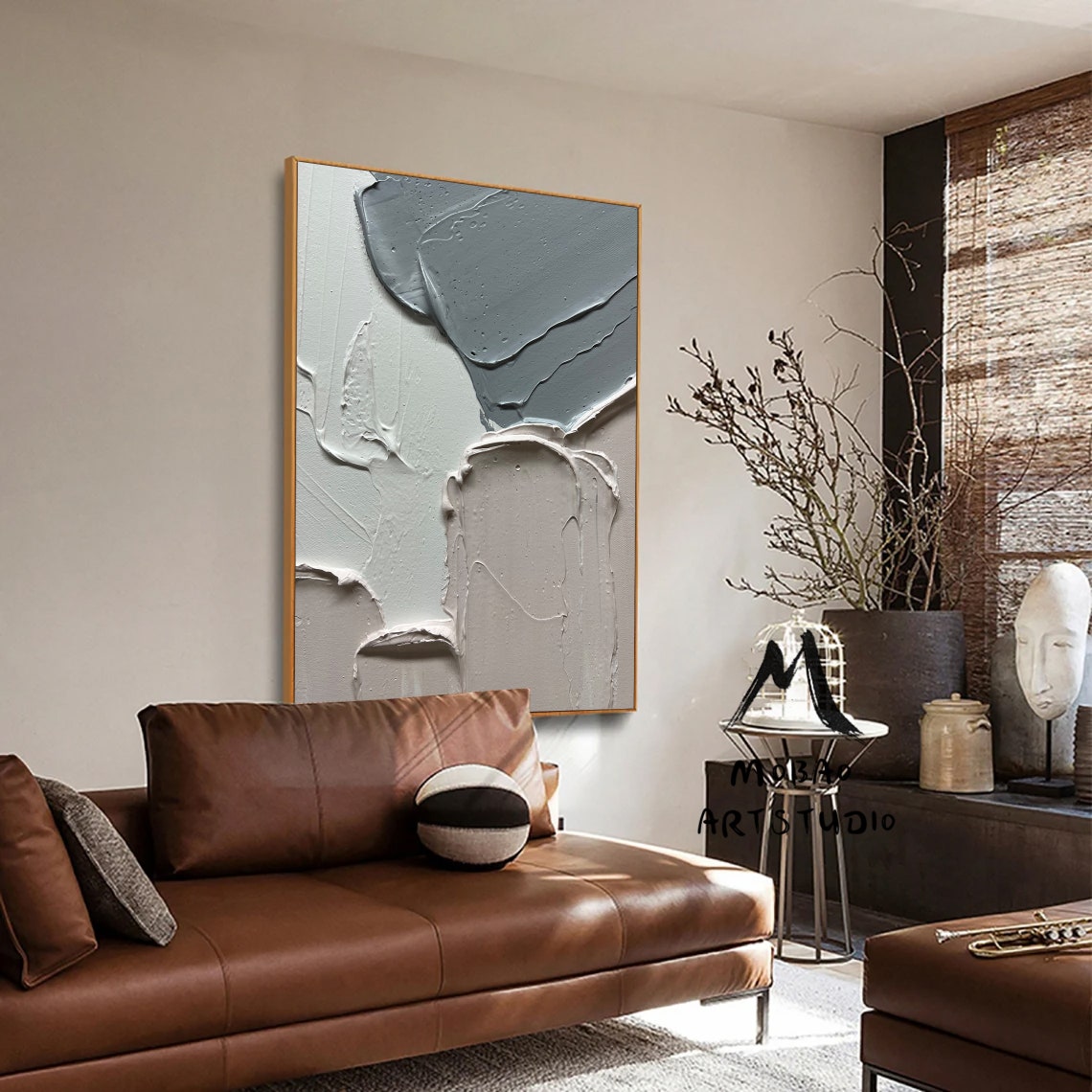 Monochrome Elegance – minimalist abstract wall art with textured gray and white strokes