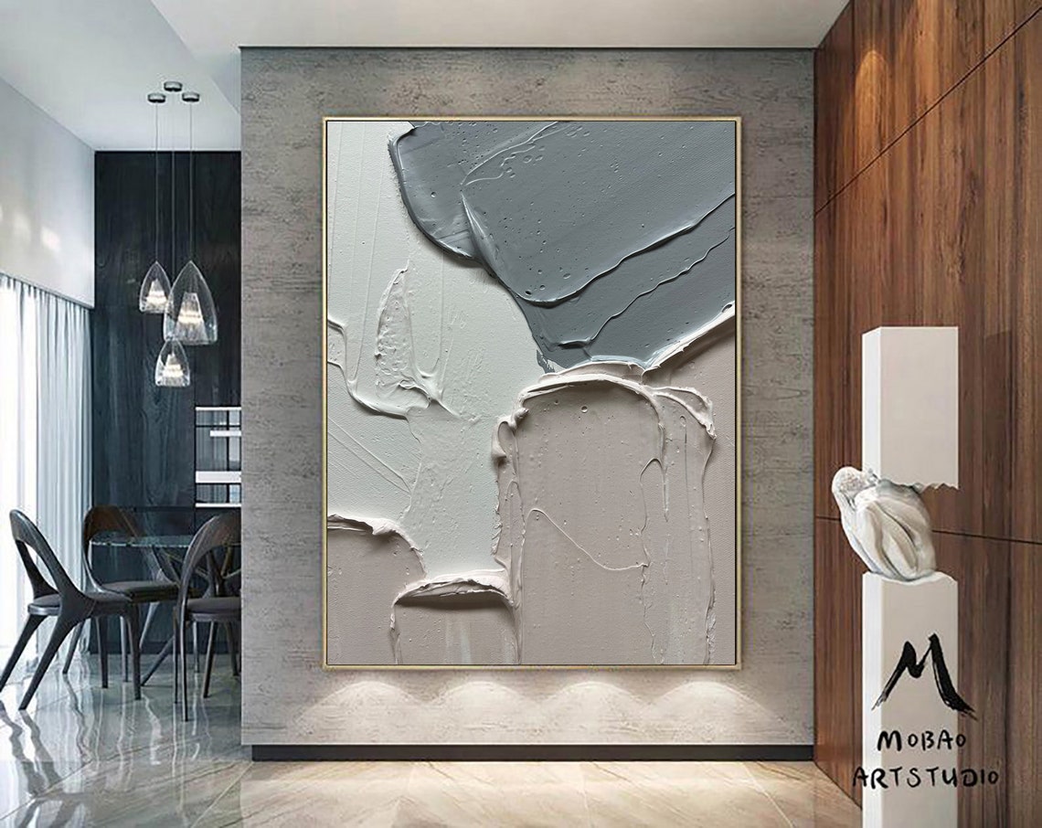 Monochrome Elegance – minimalist abstract wall art with textured gray and white strokes