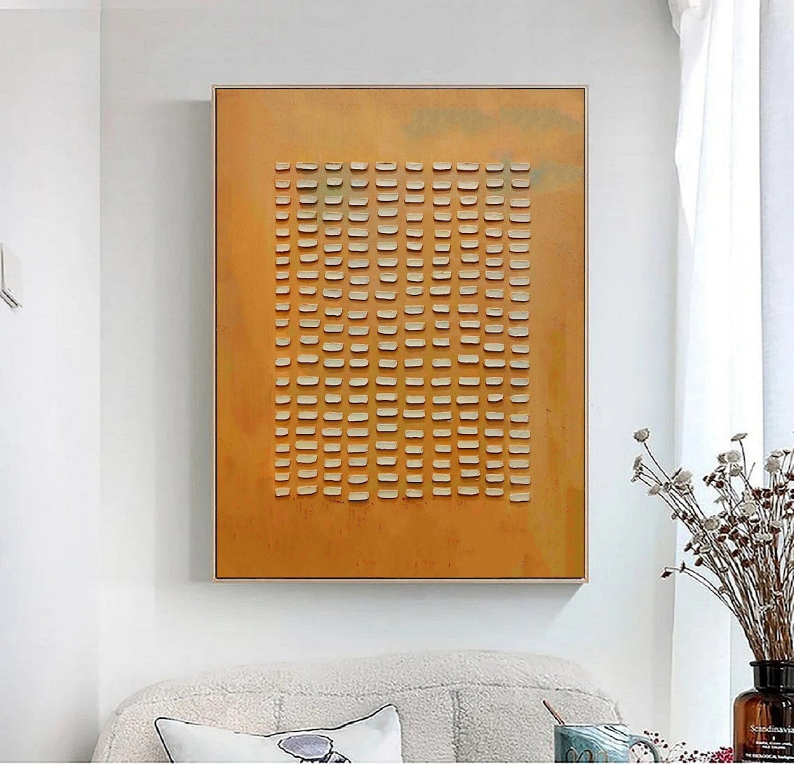 Amber Harmony modern decor wall art with textured abstract design in warm amber tones.