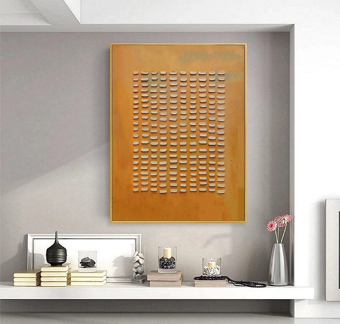 Amber Harmony modern decor wall art with textured abstract design in warm amber tones.