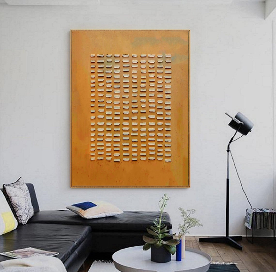 Amber Harmony modern decor wall art with textured abstract design in warm amber tones.