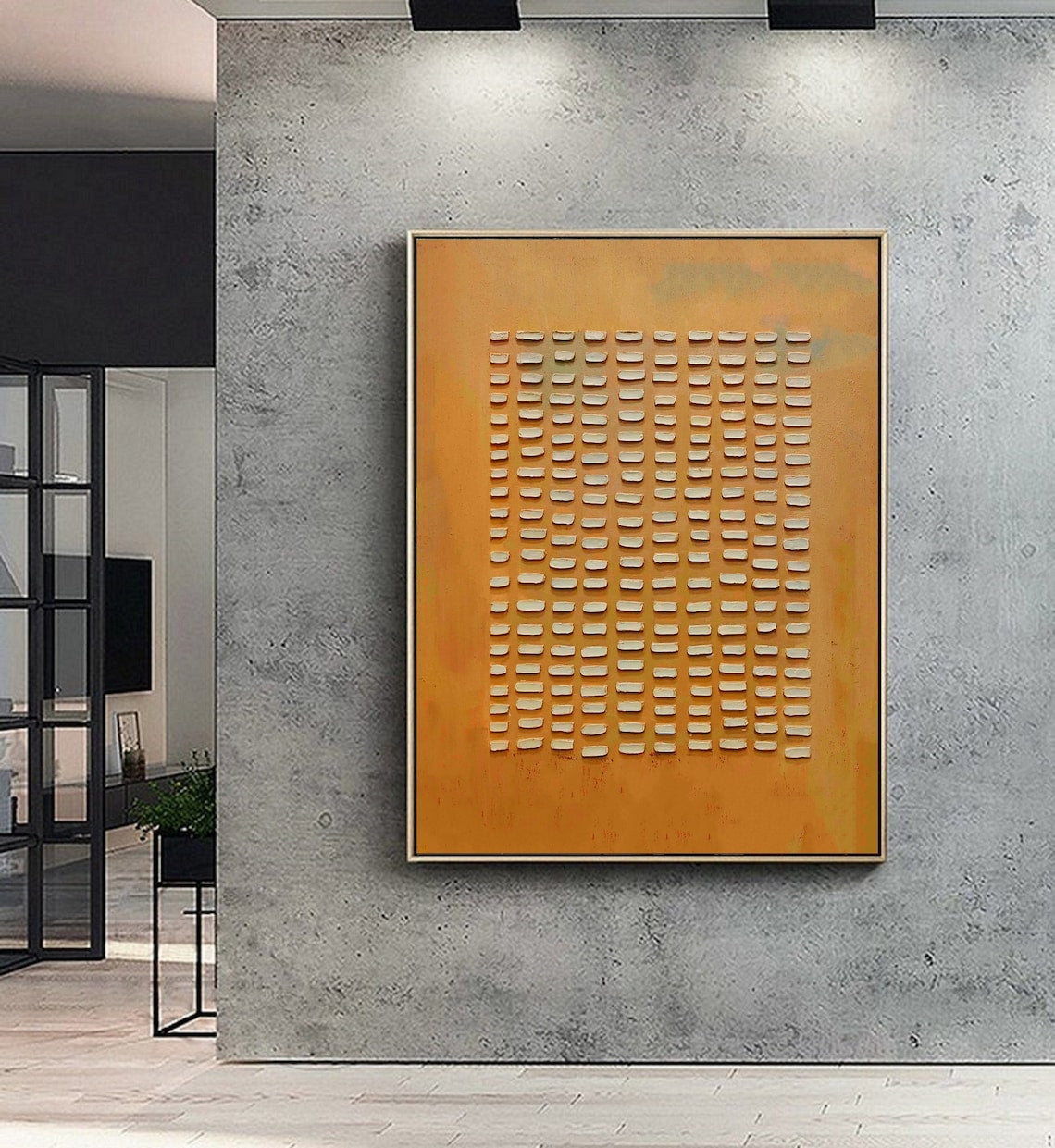 Amber Harmony modern decor wall art with textured abstract design in warm amber tones.