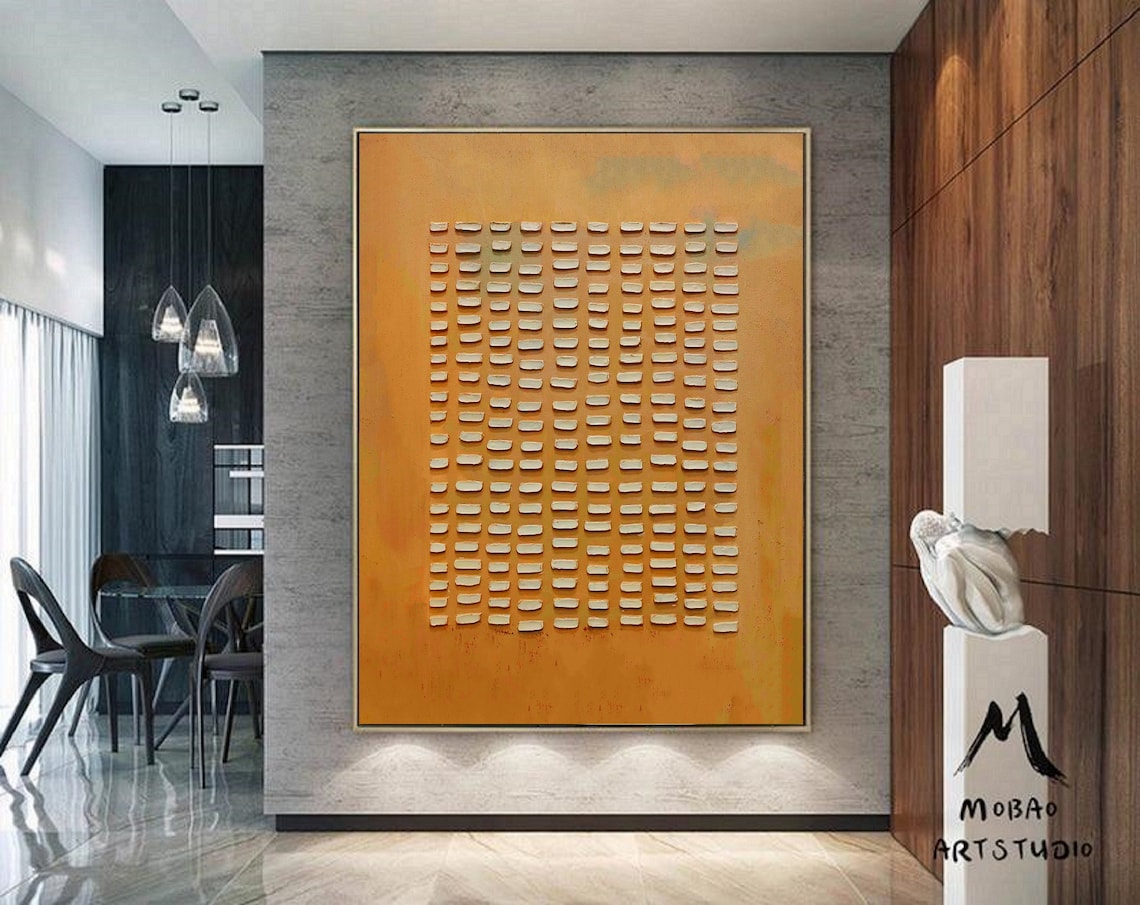 Amber Harmony modern decor wall art with textured abstract design in warm amber tones.