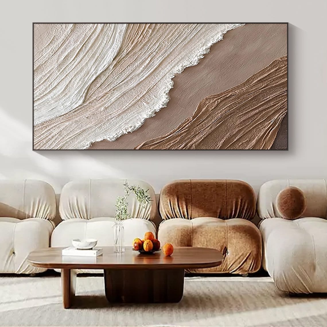 Earthen Waves Elegance – Hand-Painted Textured Canvas Art