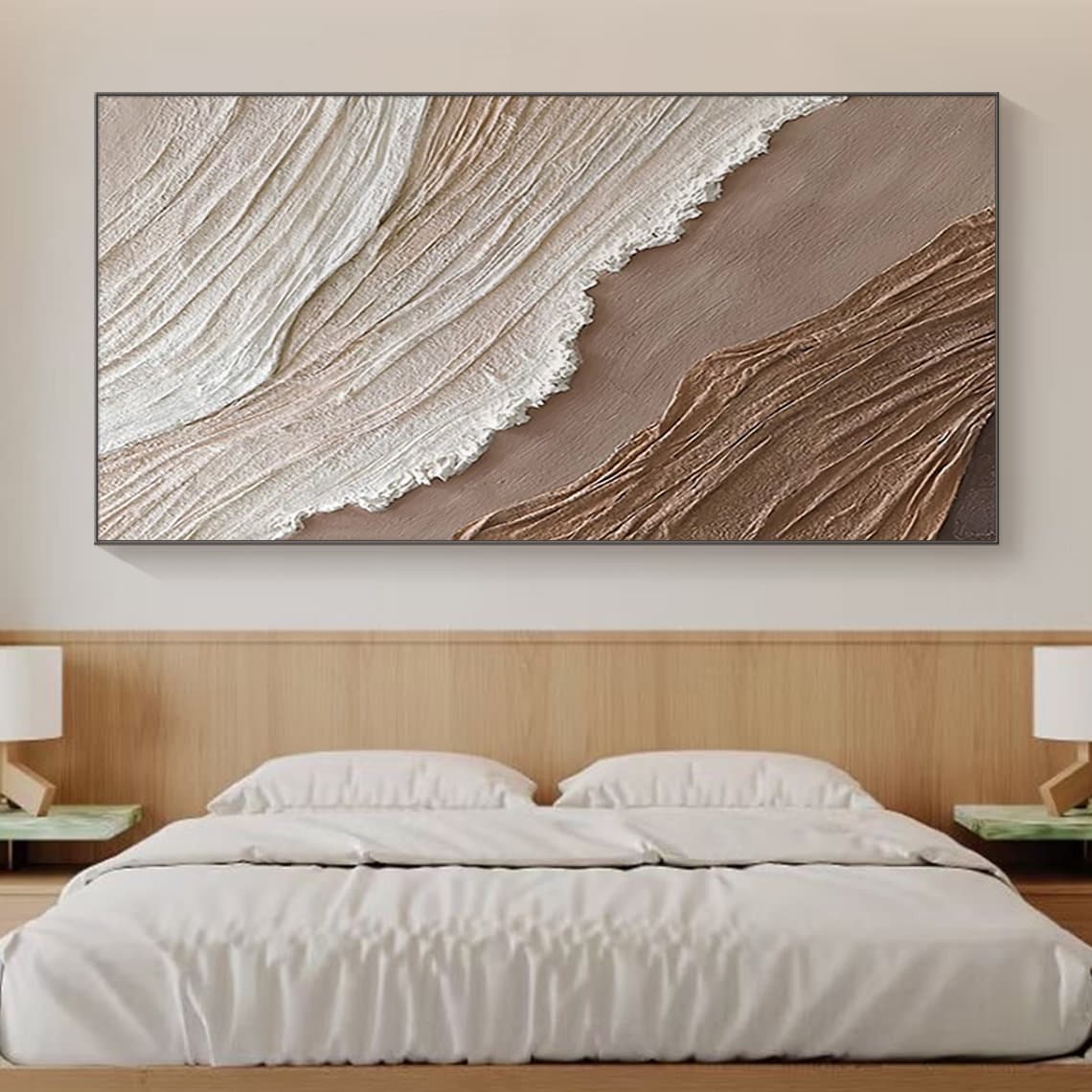 Earthen Waves Elegance – Hand-Painted Textured Canvas Art