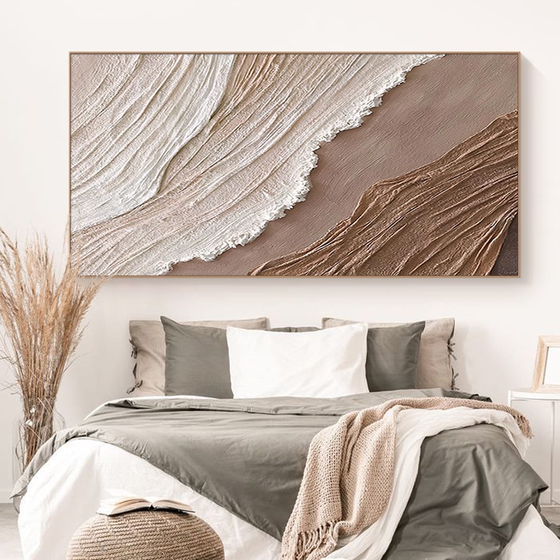 Earthen Waves Elegance – Hand-Painted Textured Canvas Art