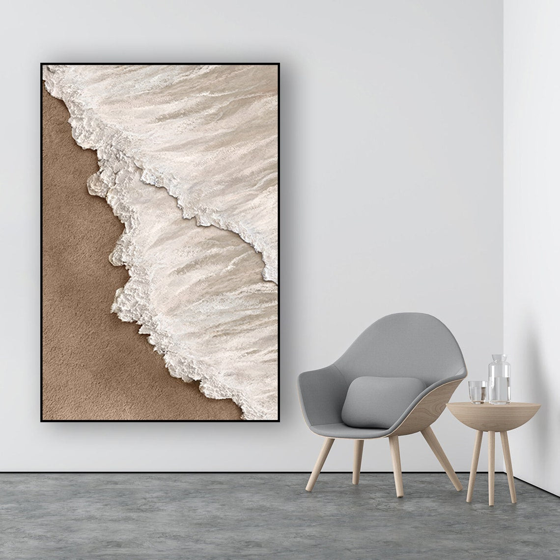 Serenity Shoreline - Abstract Painting of Beach Waves