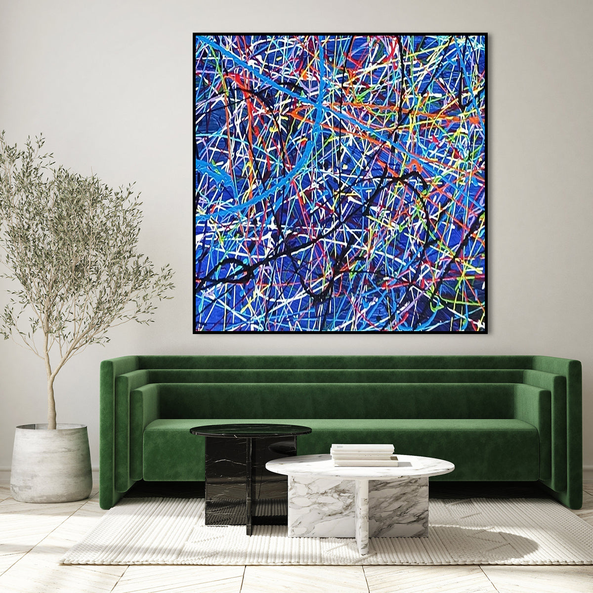 A Journey in Time – colorful abstract wall art with vibrant intersecting lines