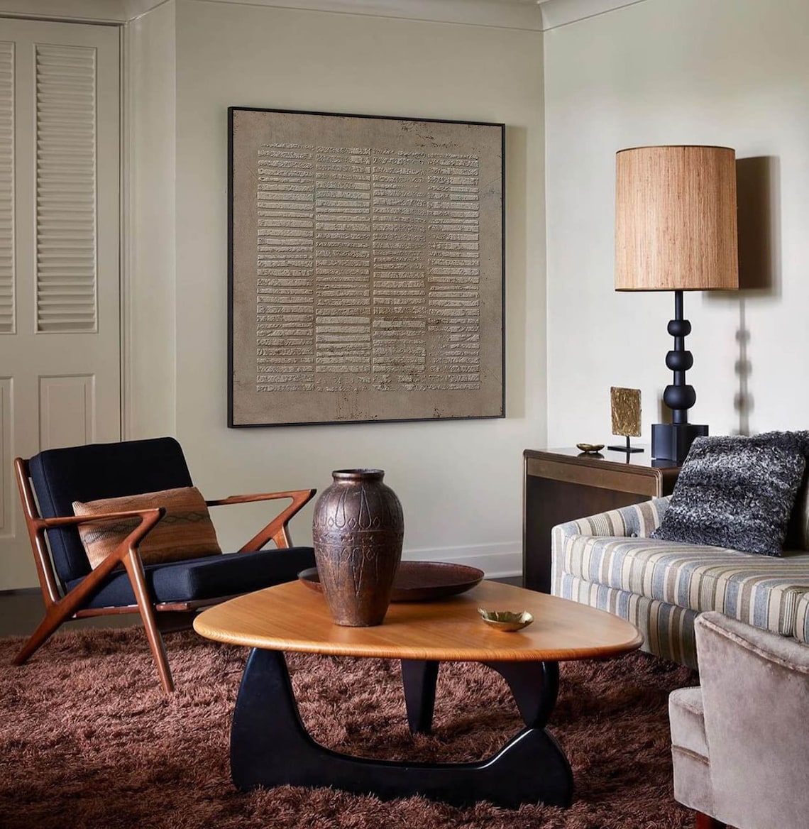 Enigmatic Script - Abstract Grid Textured Canvas