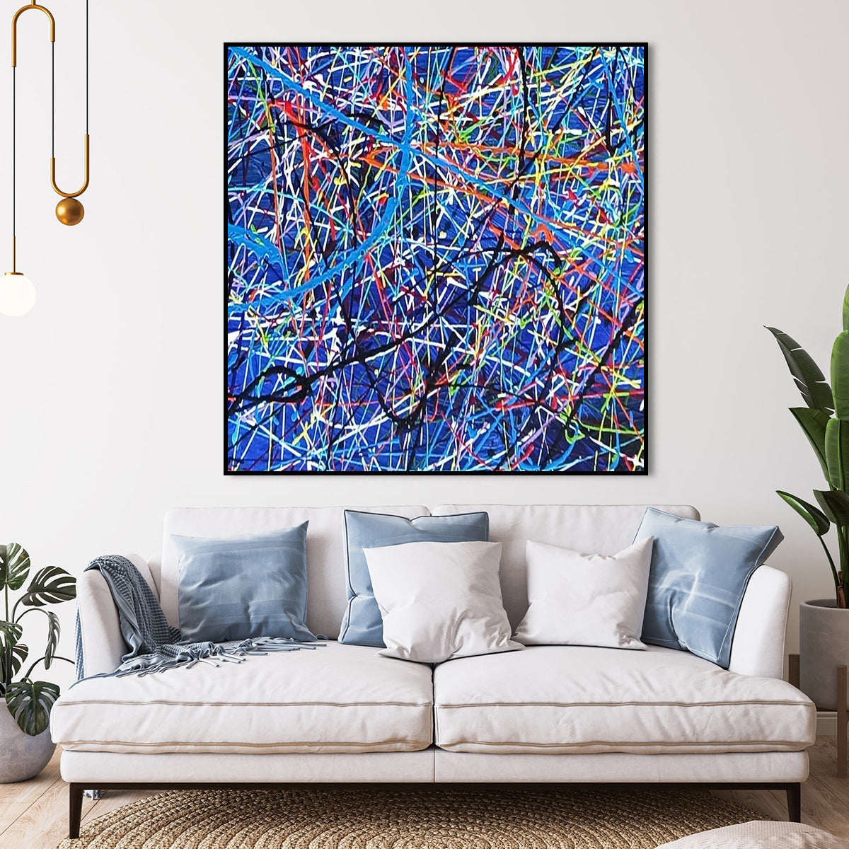 A Journey in Time – colorful abstract wall art with vibrant intersecting lines