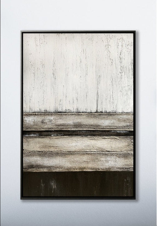 Monochrome Horizons - Textured Earth Toned Wall Art