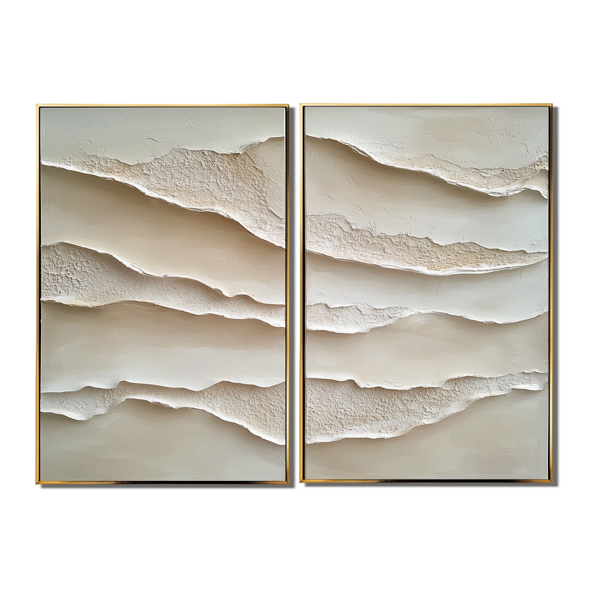 Abstract textured canvas wall art with layered neutral tones and flowing 3D design