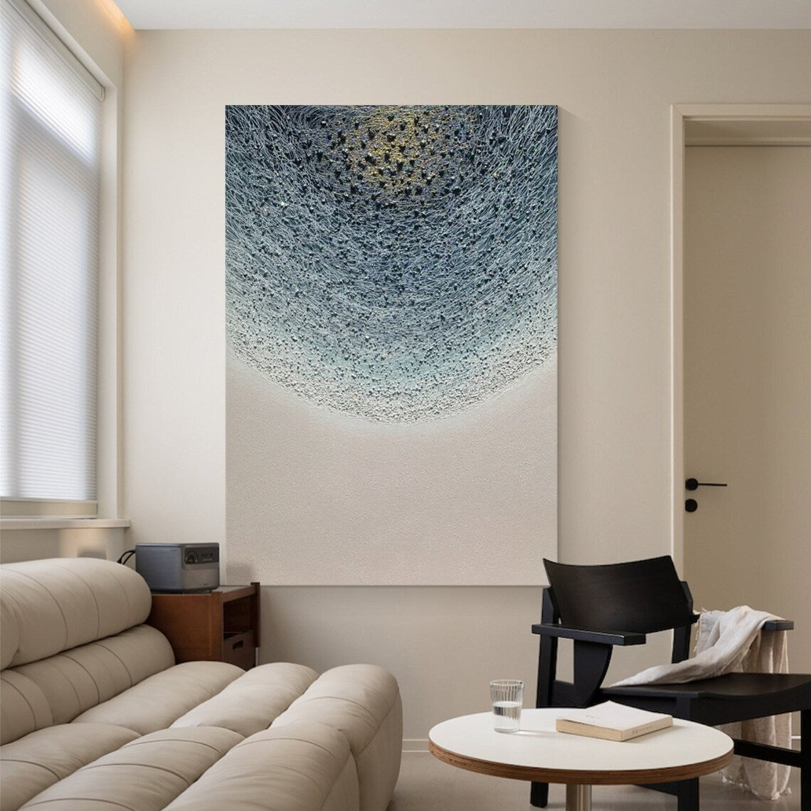 Harmony in Blue – Large Abstract Wall Art with Ocean-Inspired Texture