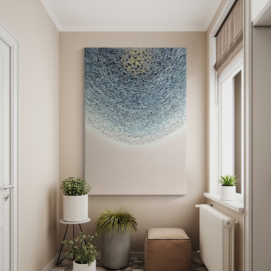 Harmony in Blue – Large Abstract Wall Art with Ocean-Inspired Texture
