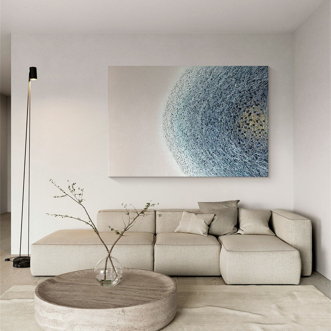 Harmony in Blue – Large Abstract Wall Art with Ocean-Inspired Texture