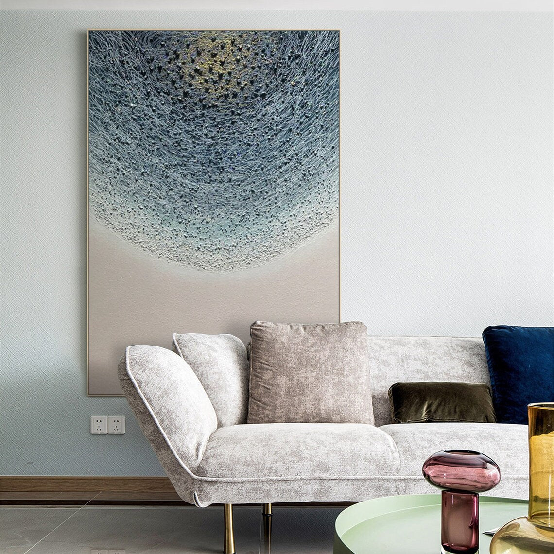 Harmony in Blue – Large Abstract Wall Art with Ocean-Inspired Texture