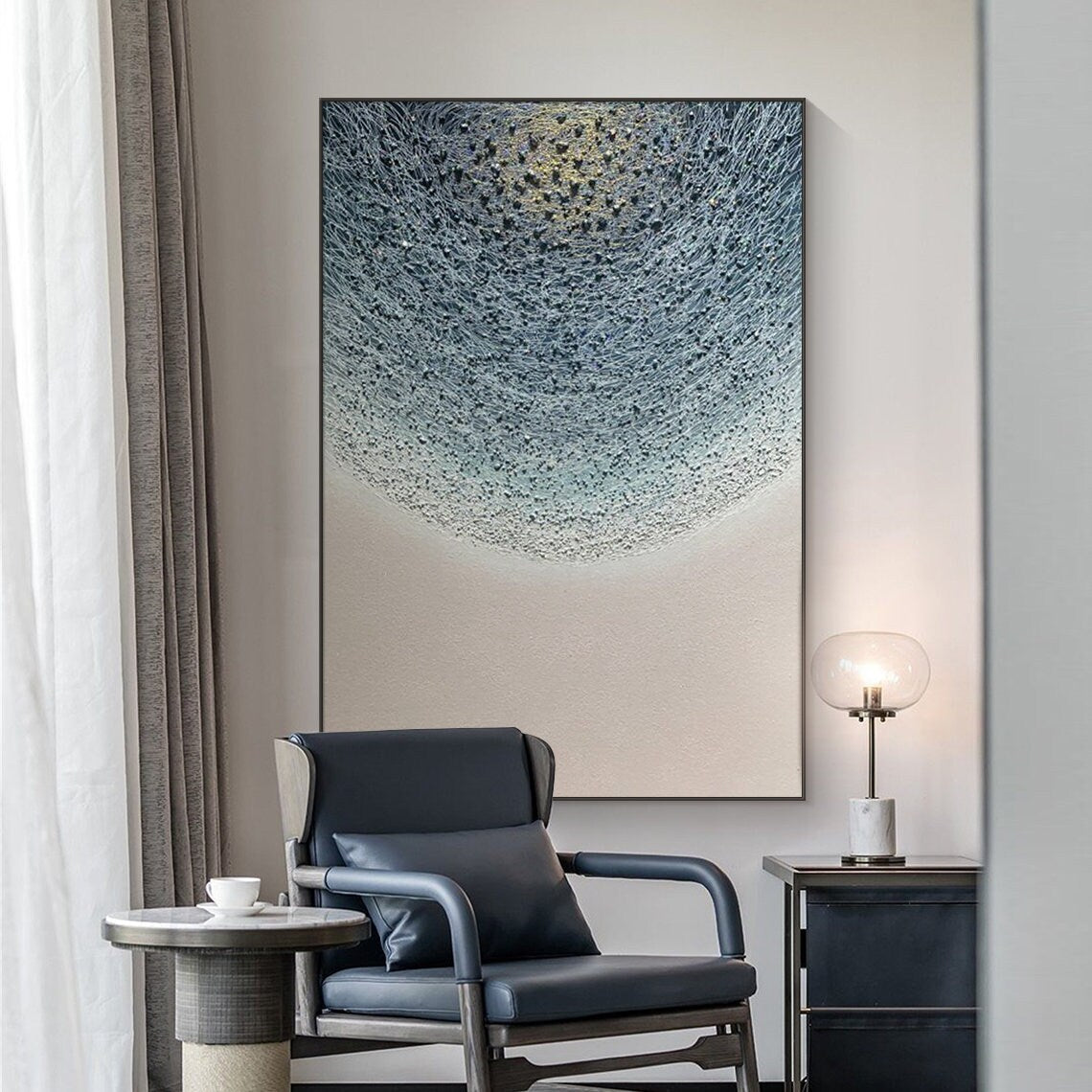 Harmony in Blue – Large Abstract Wall Art with Ocean-Inspired Texture