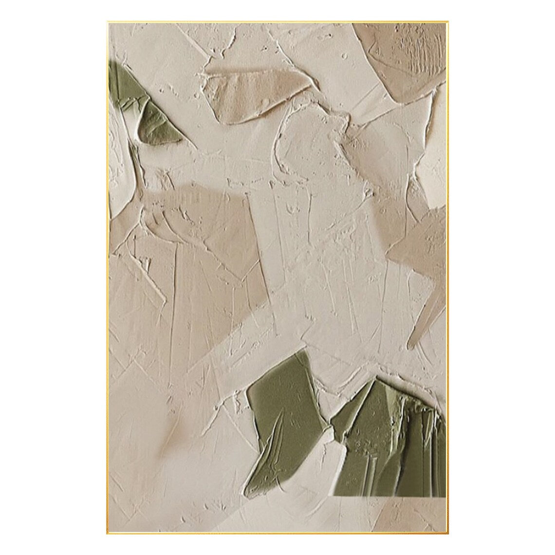 Serene Impressions – Abstract Textured Wall Art in Green and White Tones