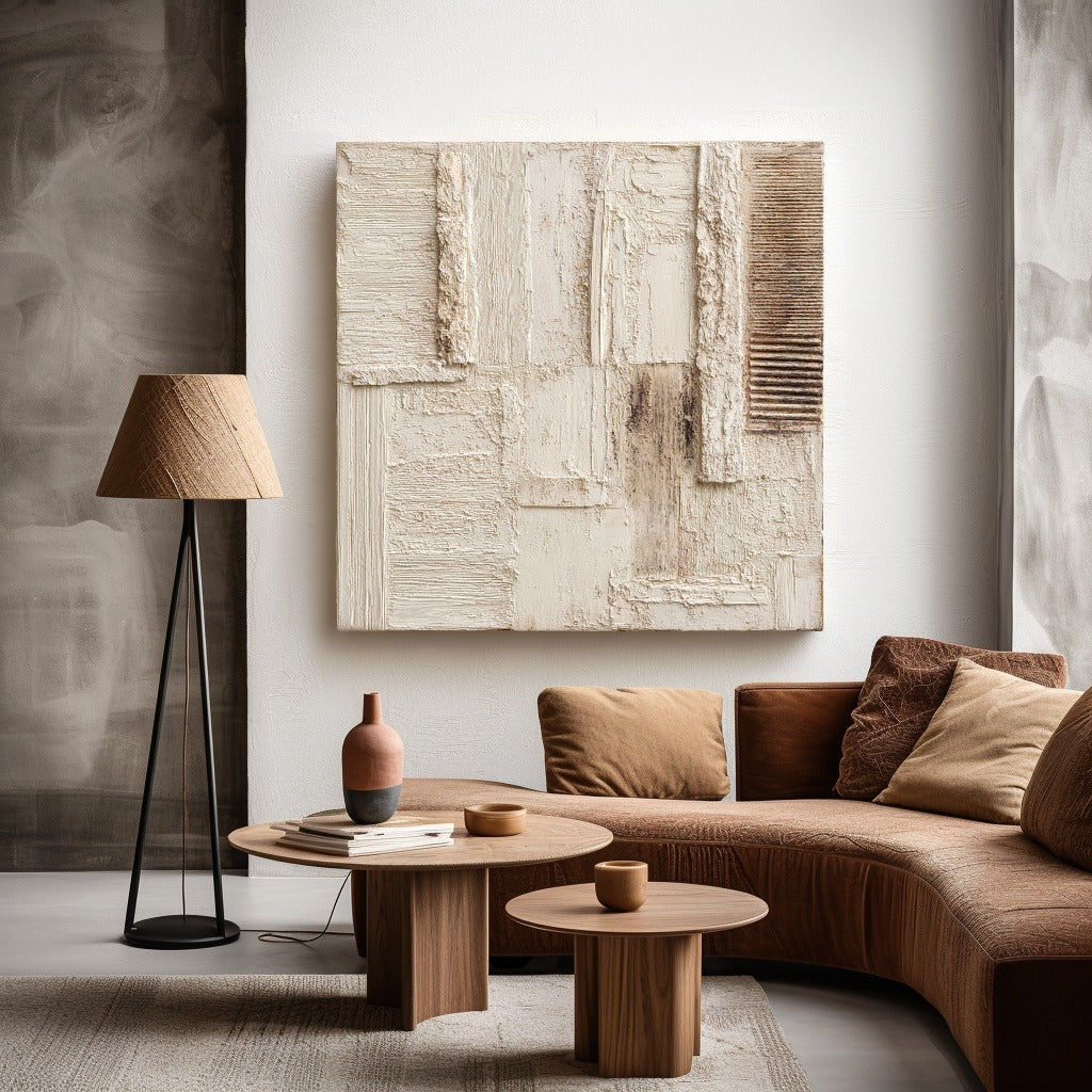 Wabi-Sabi Wall Art – Textured Neutral Minimalist Canvas