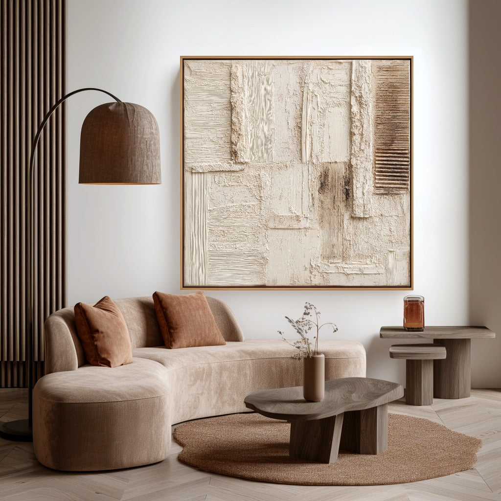 Wabi-Sabi Wall Art – Textured Neutral Minimalist Canvas
