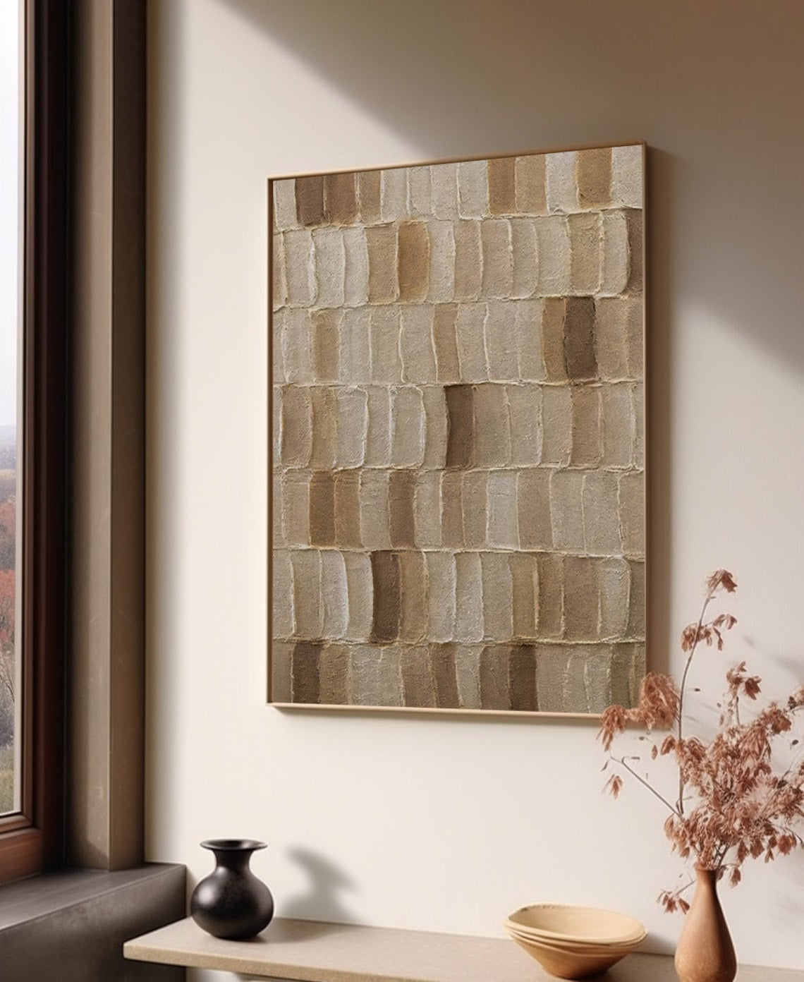 Elegant Textured – Large Abstract Canvas Wall Art in Neutral Earth Tones