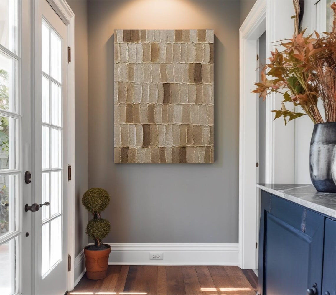 Elegant Textured – Large Abstract Canvas Wall Art in Neutral Earth Tones